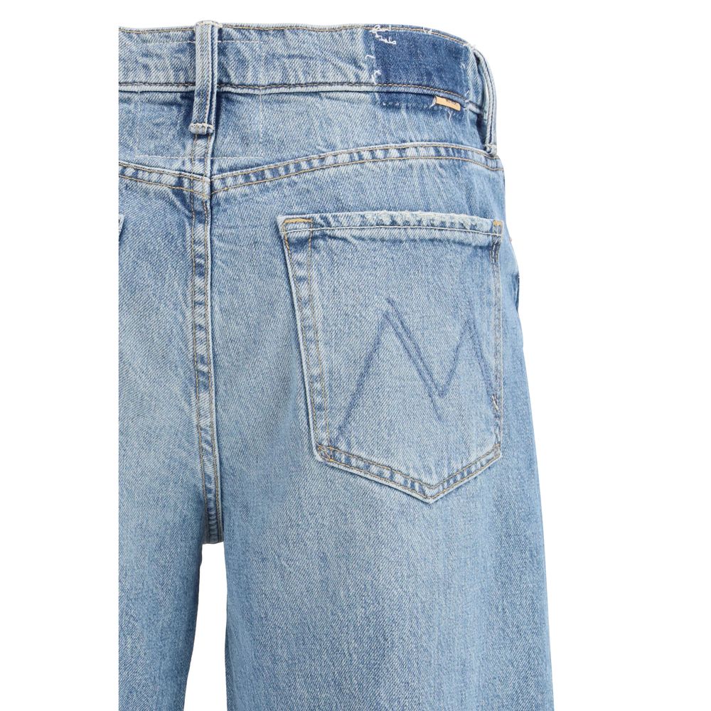 Blue Cotton Cropped Jeans - ventzia