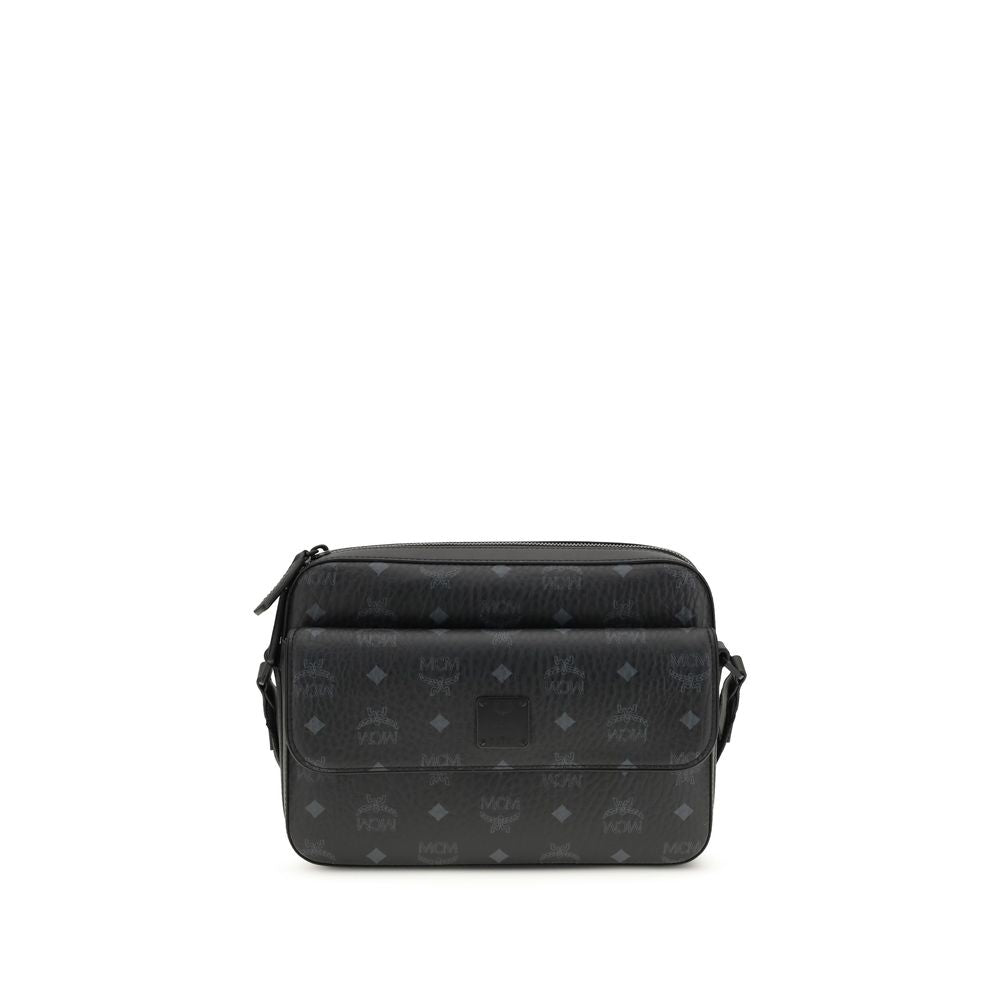 Black Fabric Shoulder Bag - ventzia