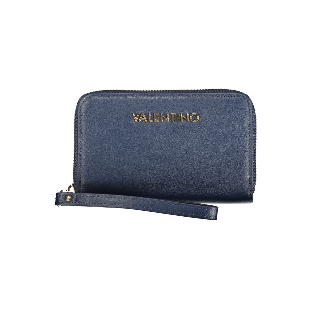 Blu Polyurethane Women Wallet - ventzia