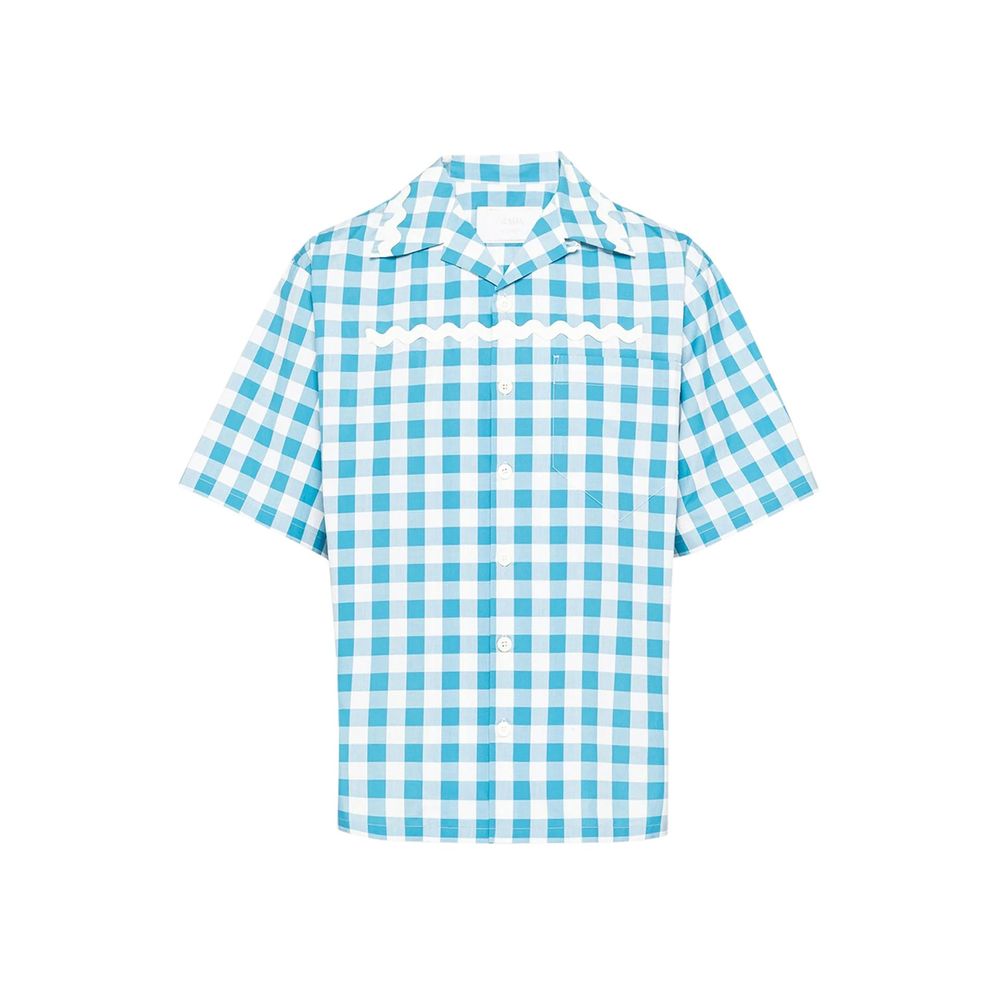 Blue Cotton Pattern Shirt - ventzia