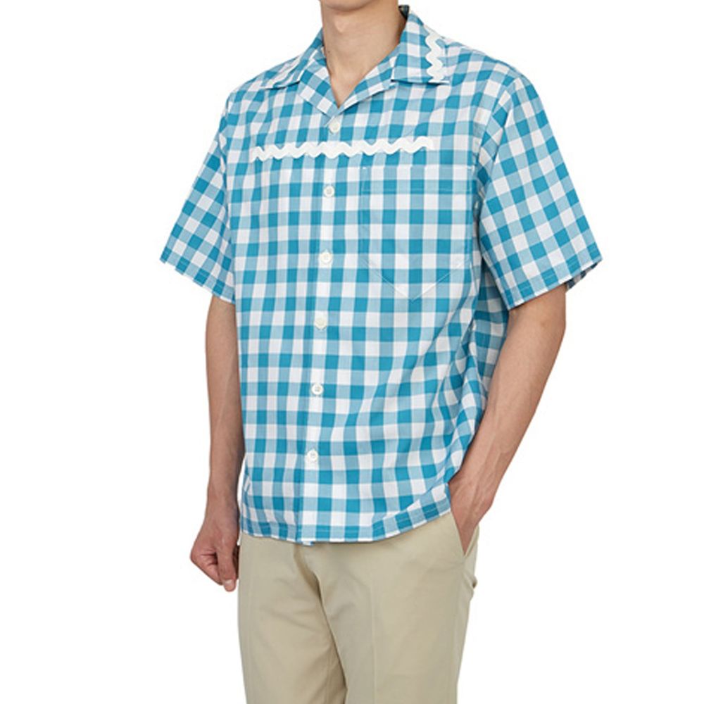 Blue Cotton Pattern Shirt - ventzia