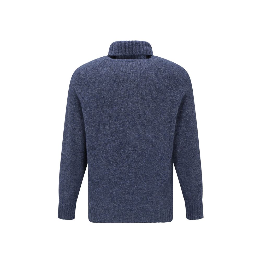Blue Alpaca Leather Turtleneck - ventzia