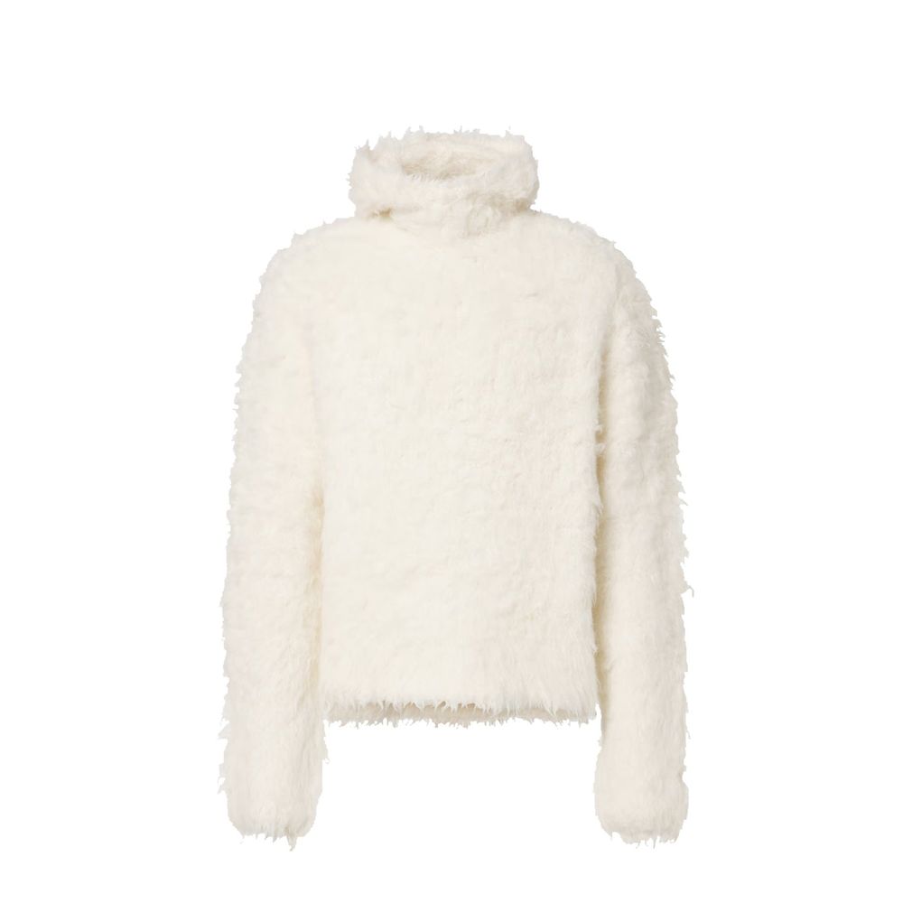 White Alpaca Leather Sweatshirt - ventzia