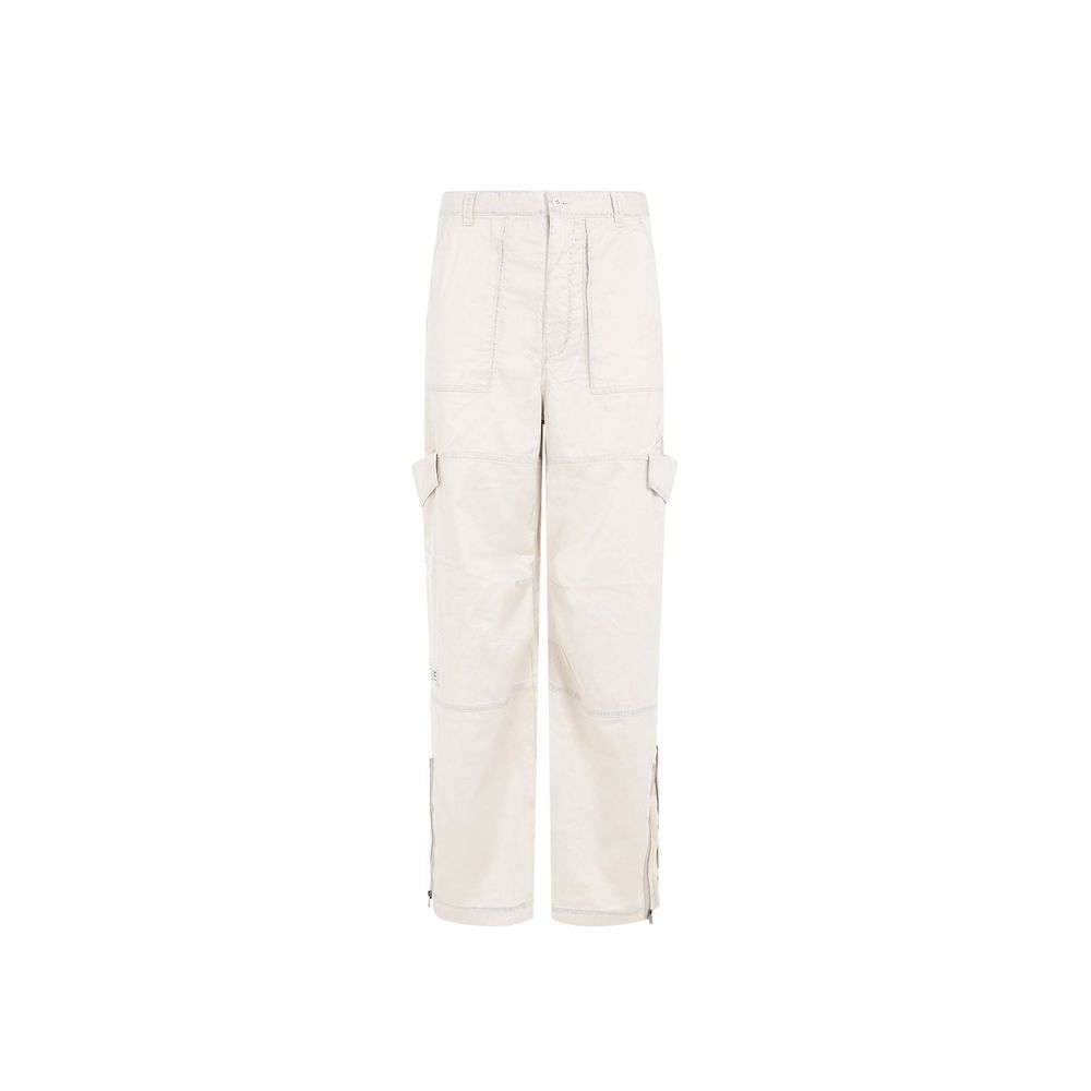 Beige Polyester Cargo Pants - ventzia