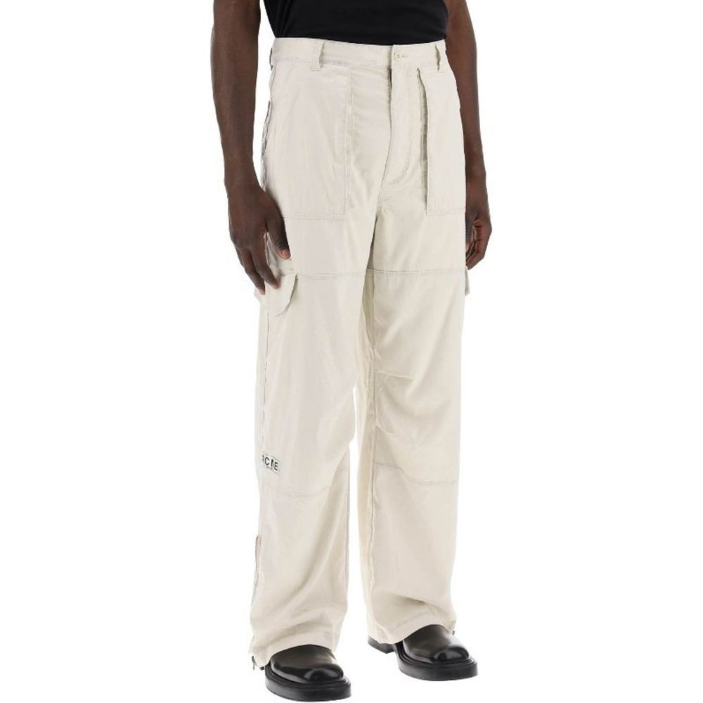 Beige Polyester Cargo Pants - ventzia