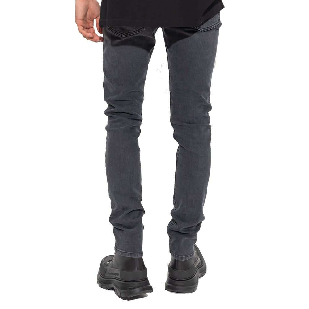 Black Cotton Skinny Jeans - ventzia