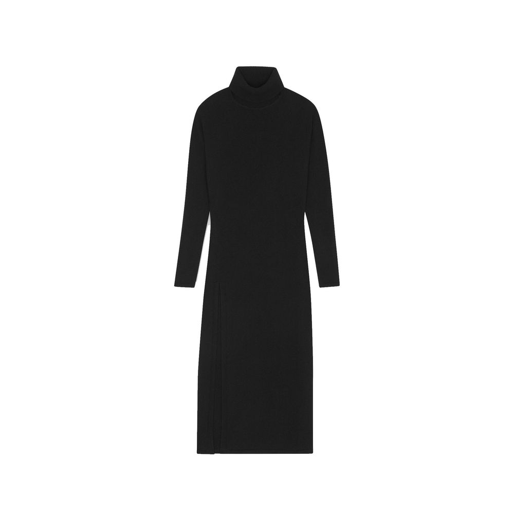 Black Cashmere Casual Dress - ventzia