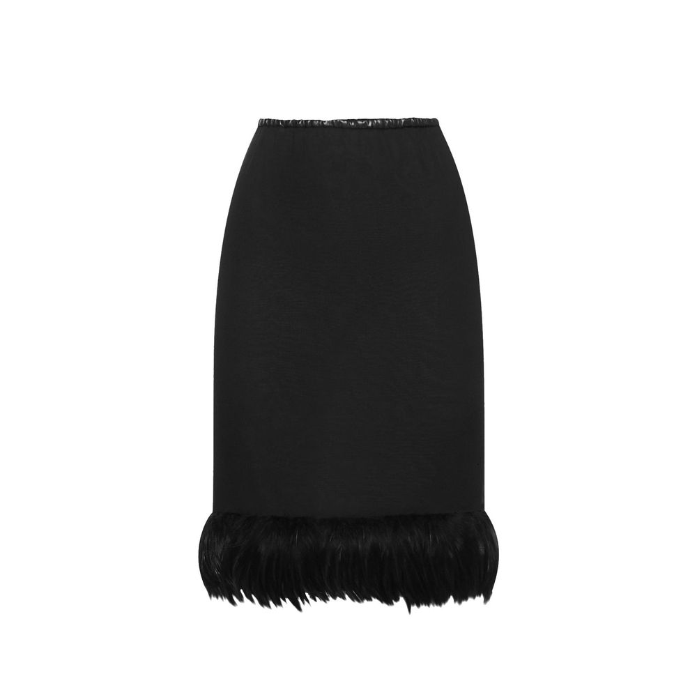 Black Silk Midi Skirt - ventzia