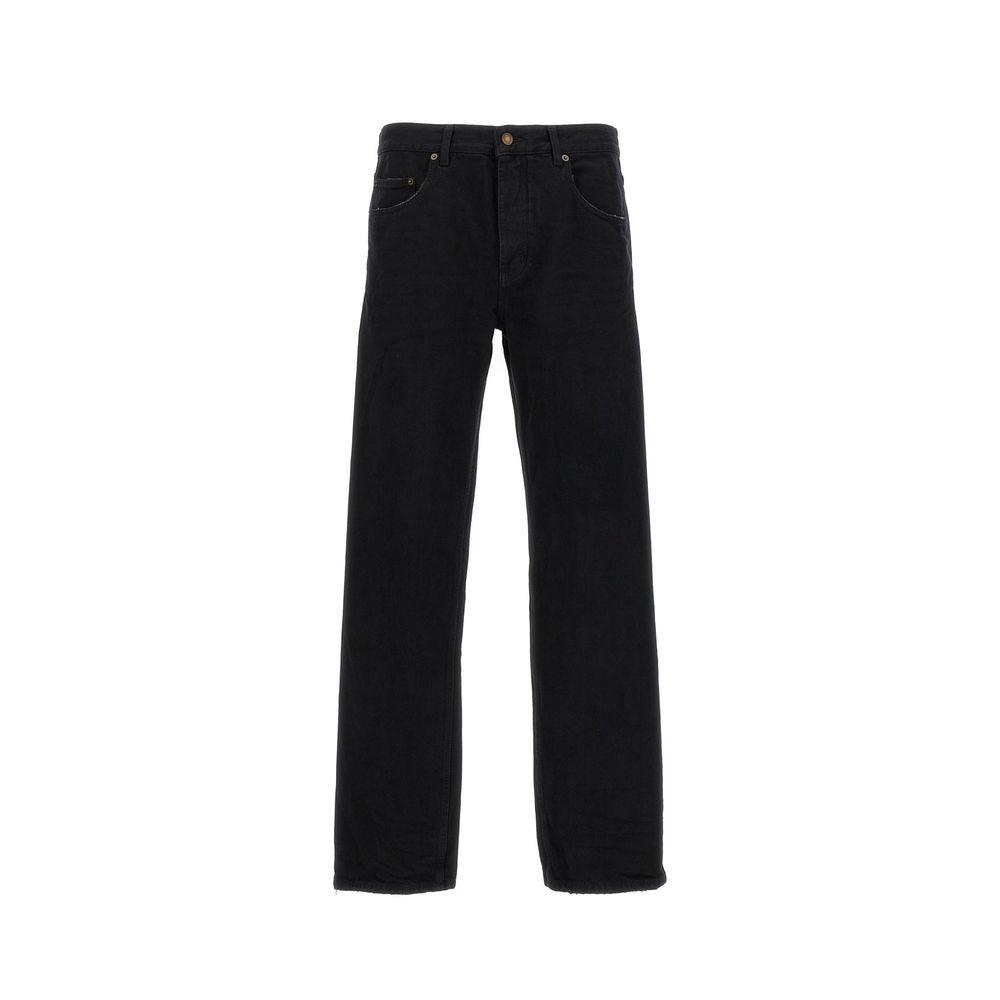 Black Cotton Relaxed Fit Jeans - ventzia