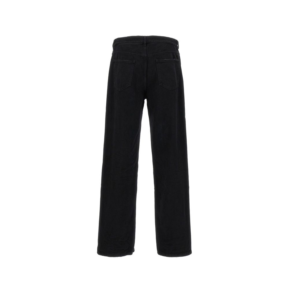 Black Cotton Relaxed Fit Jeans - ventzia