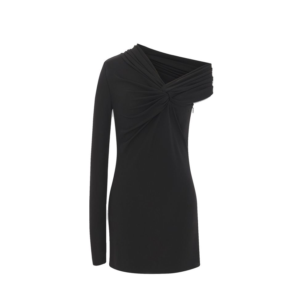 Black Viscose Casual Dress - ventzia