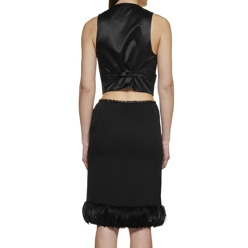 Black Silk Midi Skirt - ventzia