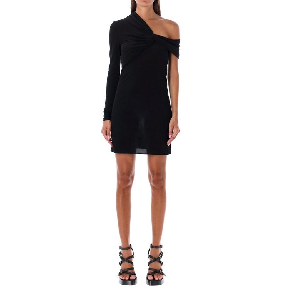 Black Viscose Casual Dress - ventzia