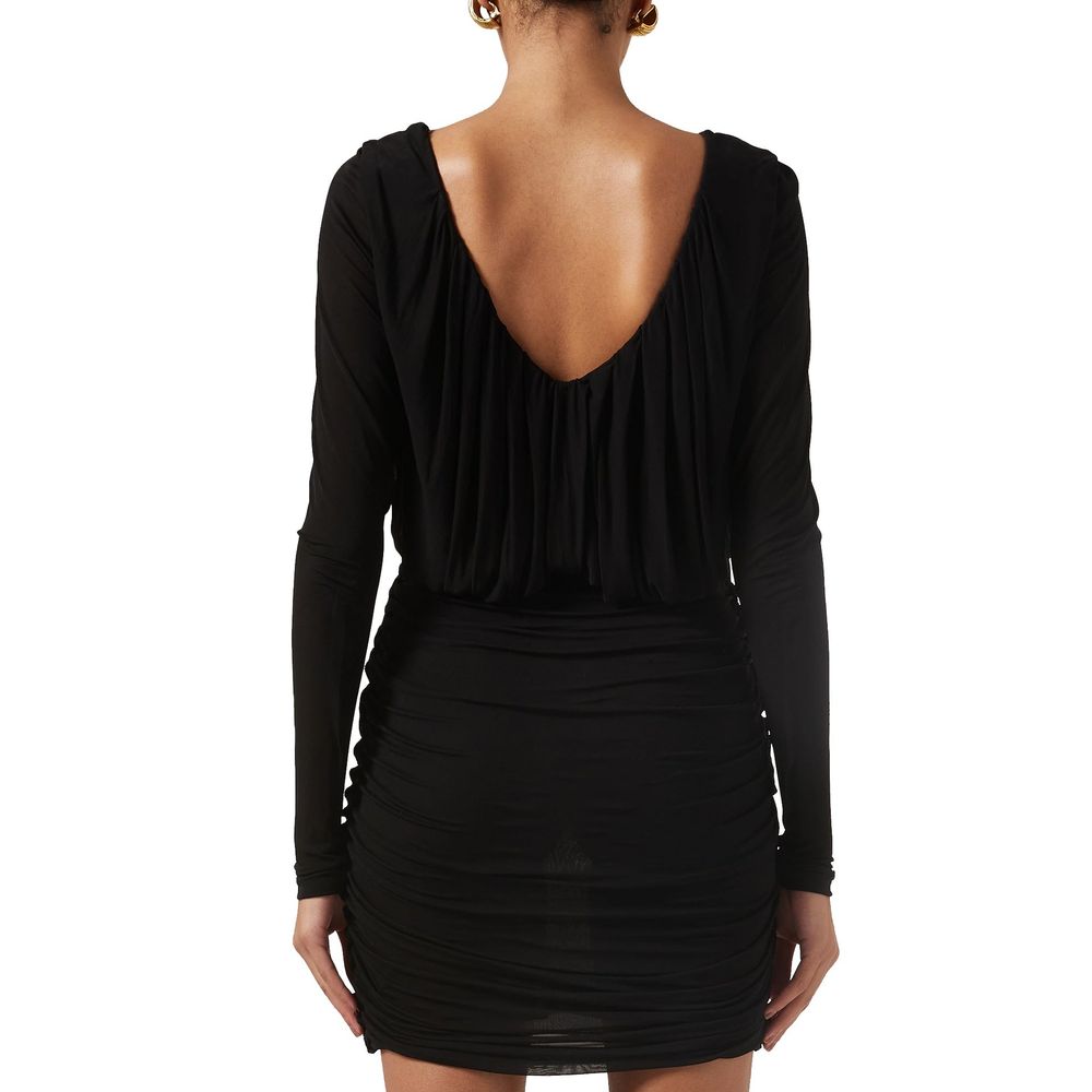 Black Viscose Cocktail Dress - ventzia