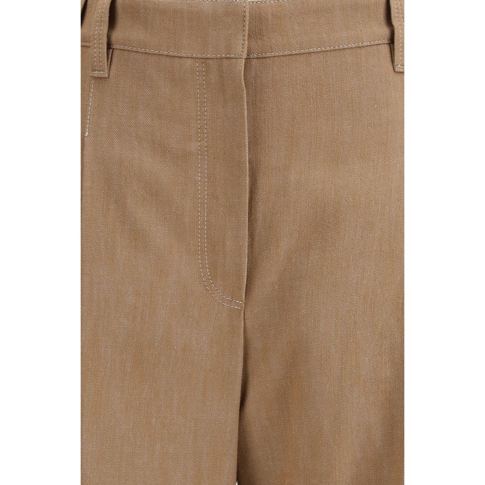 Brown Cotton Casual Pants - ventzia