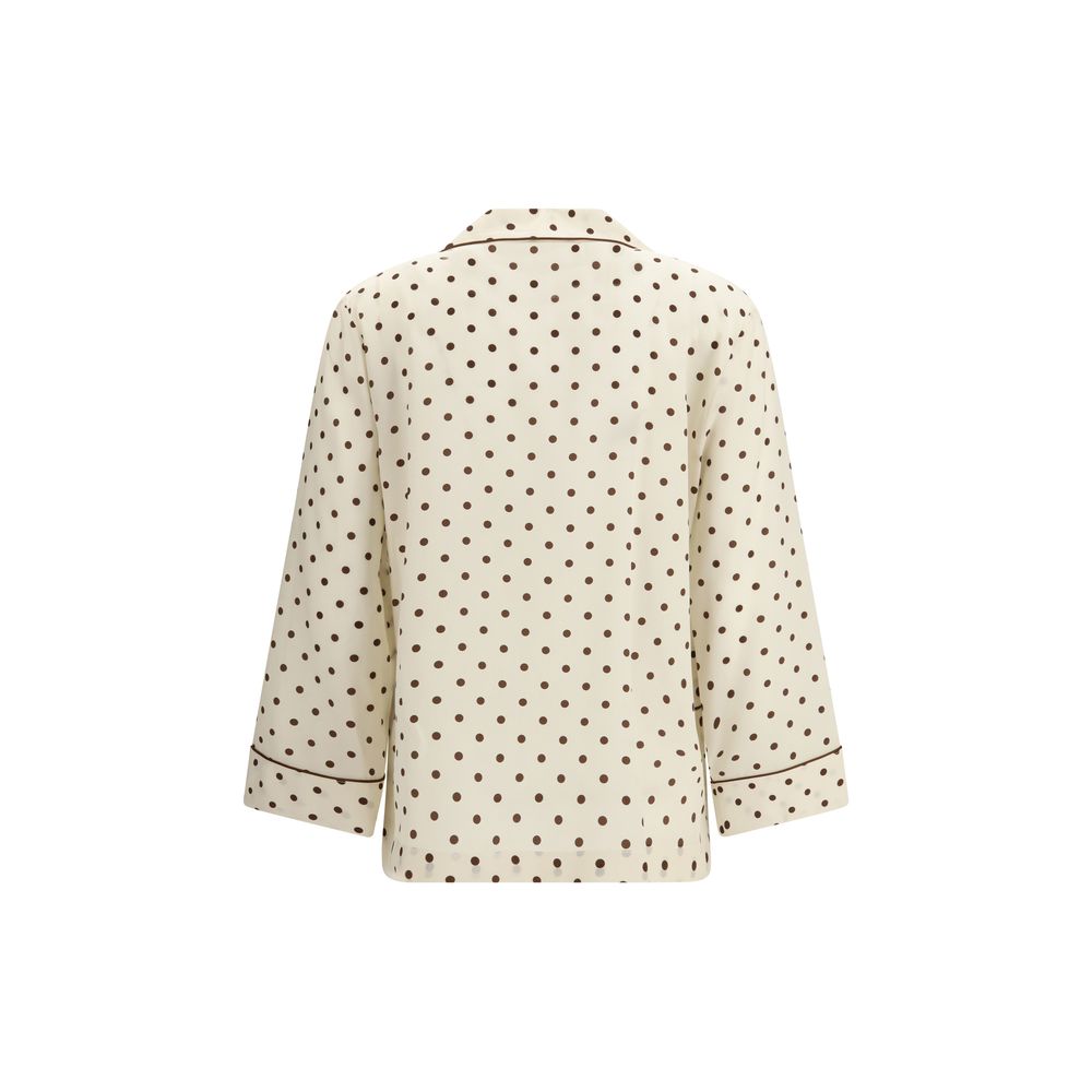 Beige Silk Pattern Shirt - ventzia