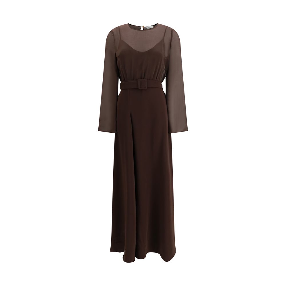 Brown Polyester Casual Dress - ventzia