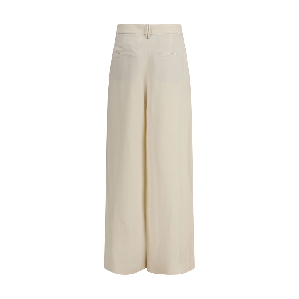 Beige Viscose Casual Pants - ventzia
