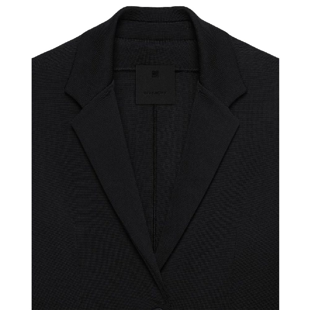 Black Elastane Blazer - ventzia