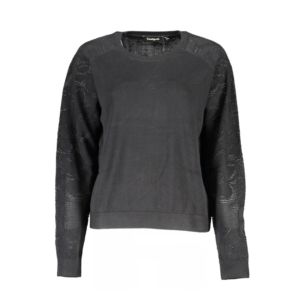 Black Cotton Women Sweater - ventzia