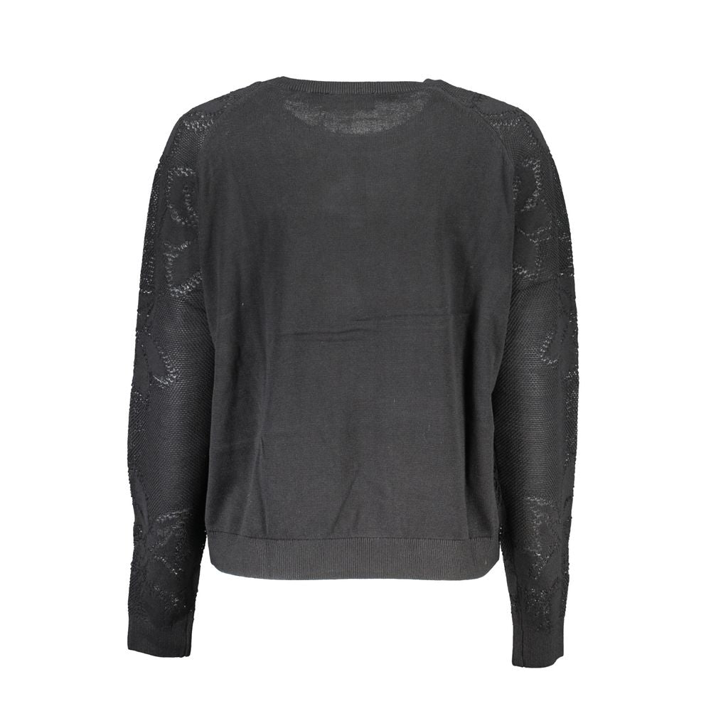 Black Cotton Women Sweater - ventzia