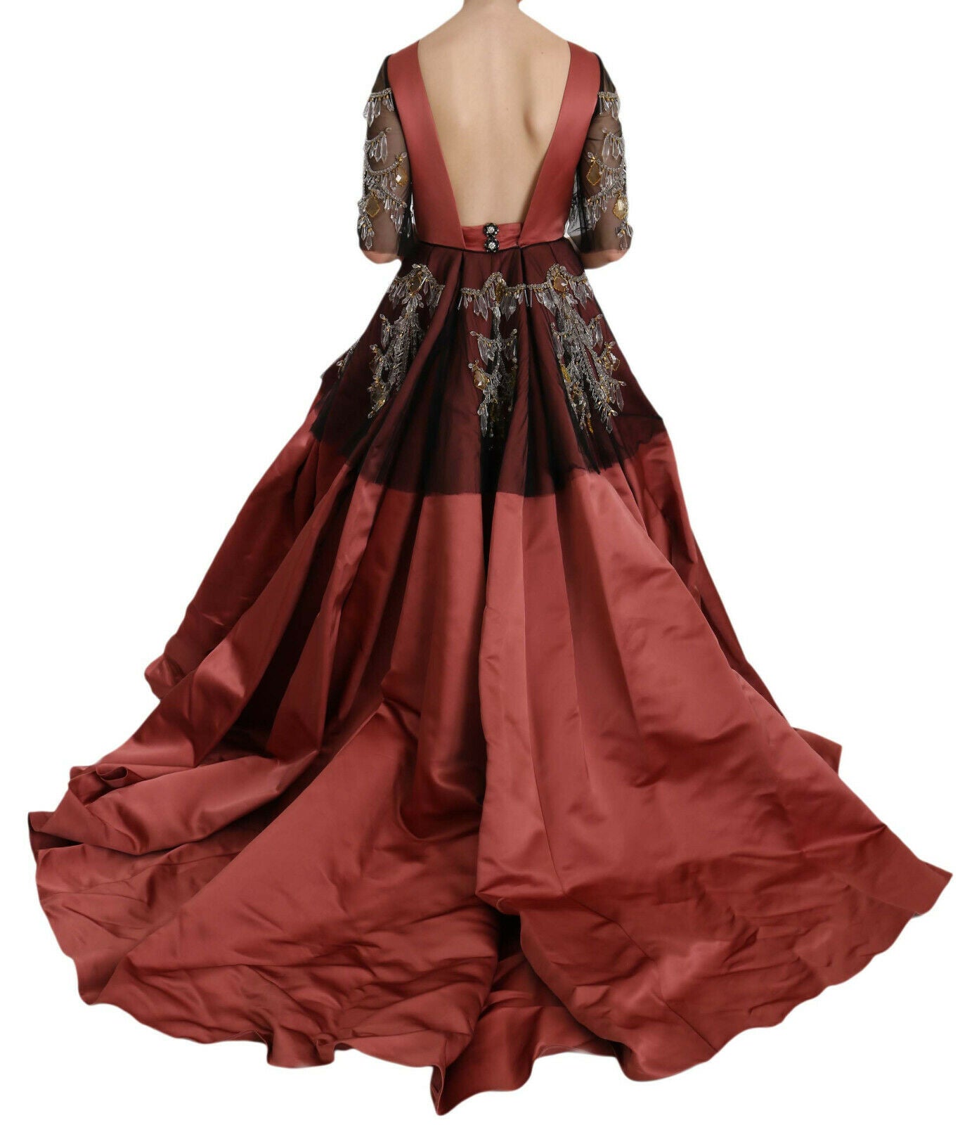 Crystal Chandelier Silk Princess Gown Dress - ventzia