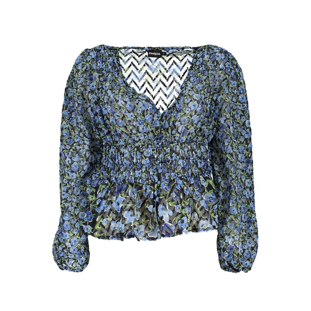 Blue Polyester Women Blouse - ventzia