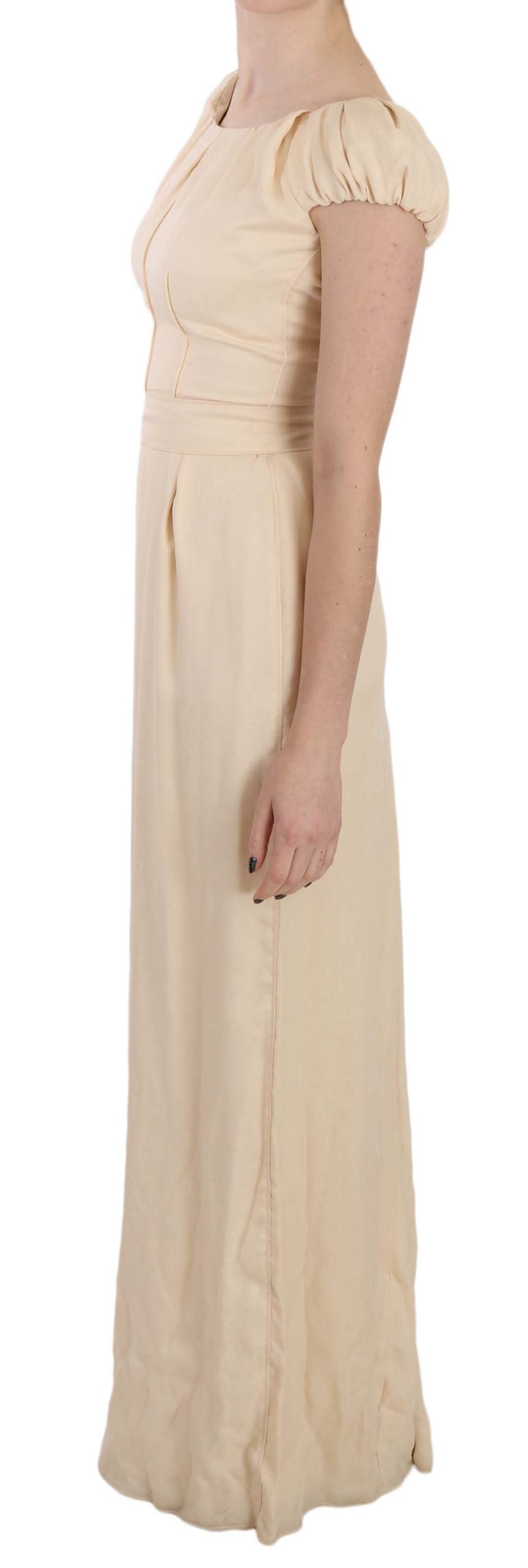 Silk Column Garterized Sleeve Gown - ventzia