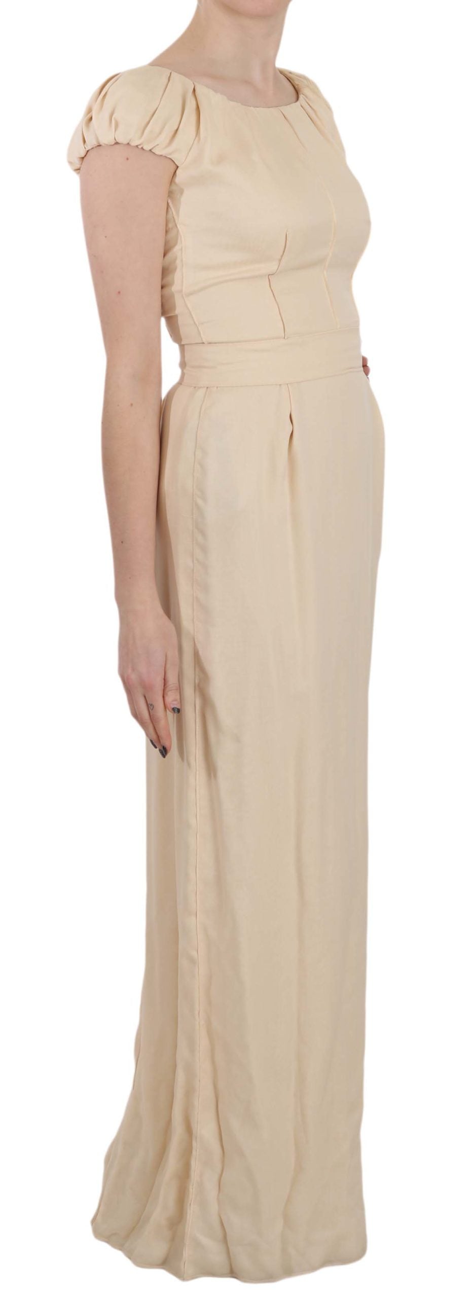 Silk Column Garterized Sleeve Gown - ventzia