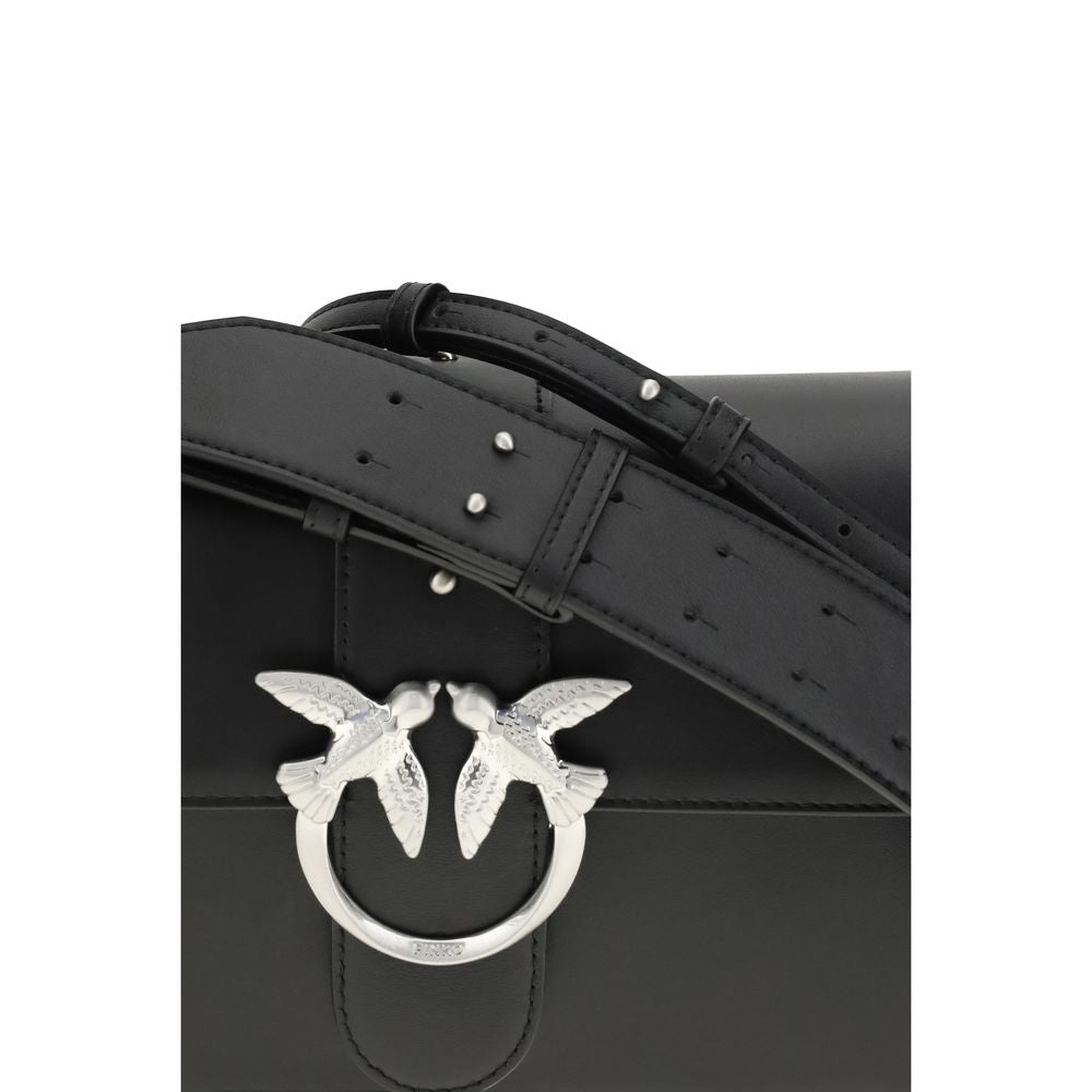 Black Leather Shoulder Bag - ventzia