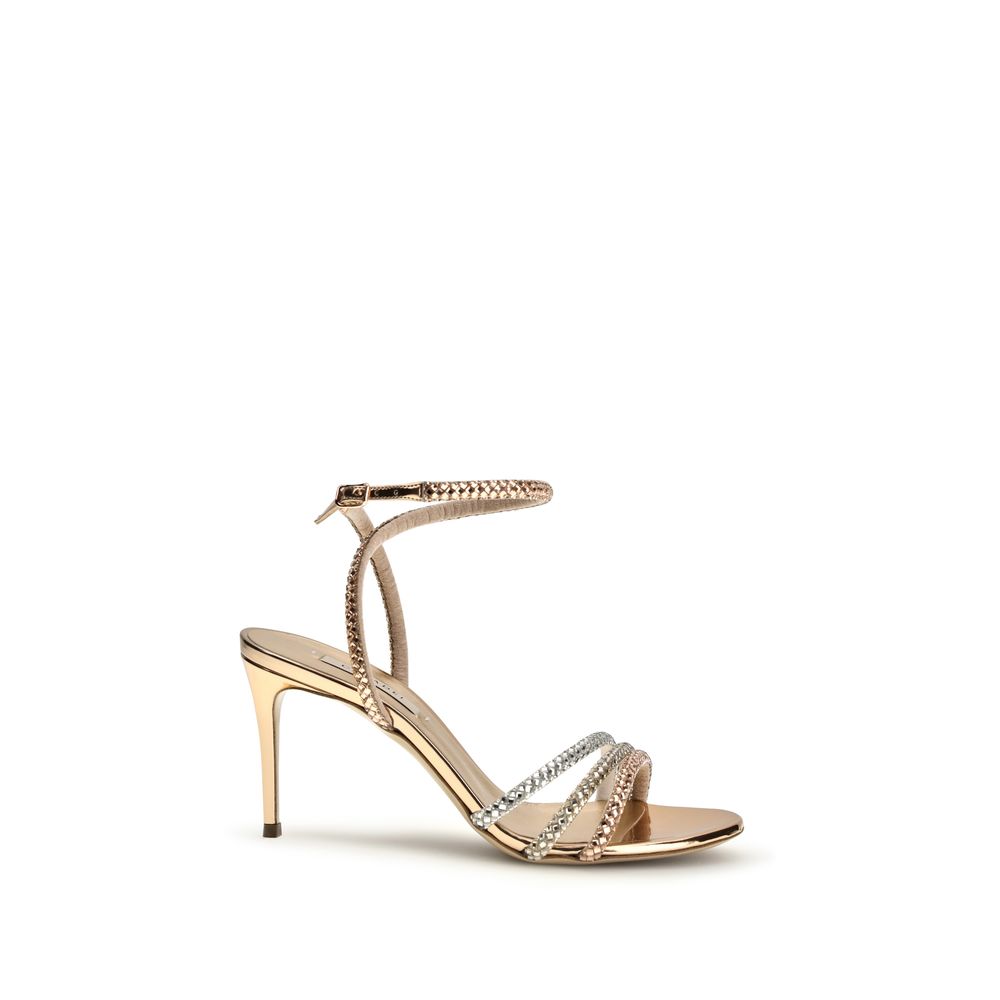 Gold Calf Leather Bos Taurus Stiletto Heel Sandals - ventzia