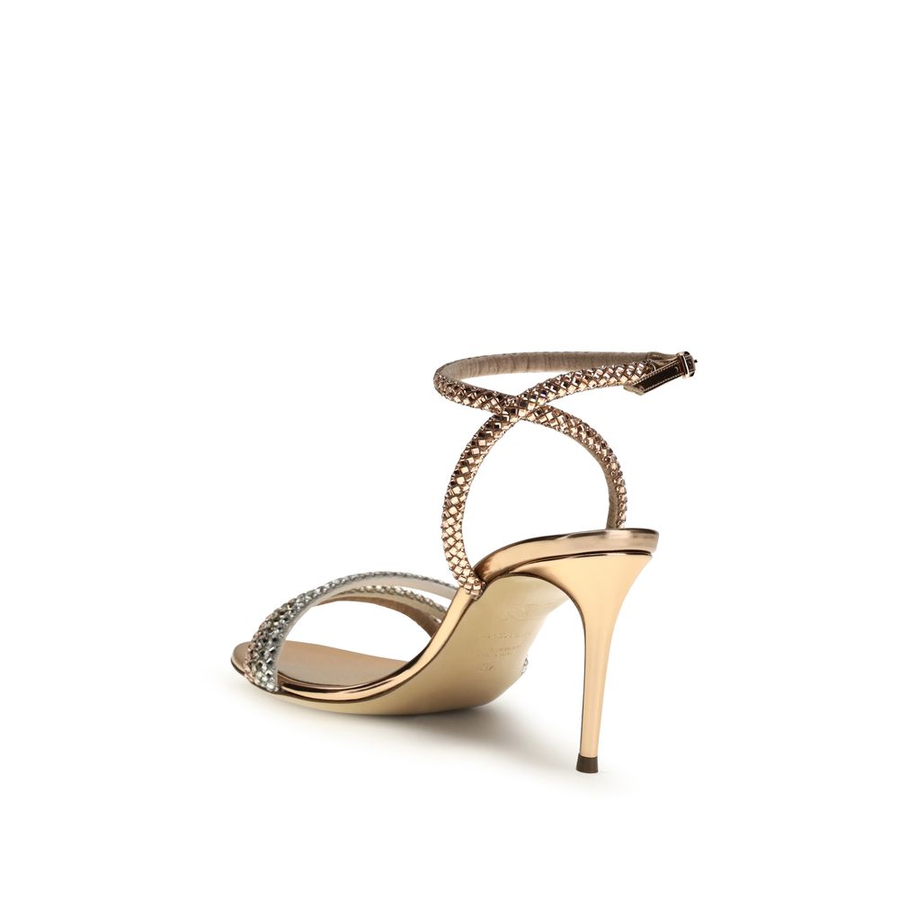Gold Calf Leather Bos Taurus Stiletto Heel Sandals - ventzia