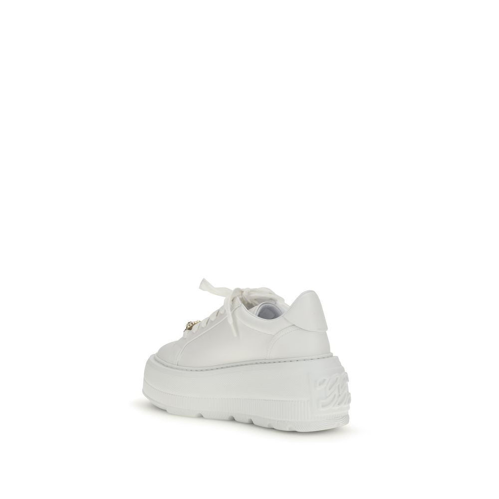 White Rubber Platform Sneakers - ventzia