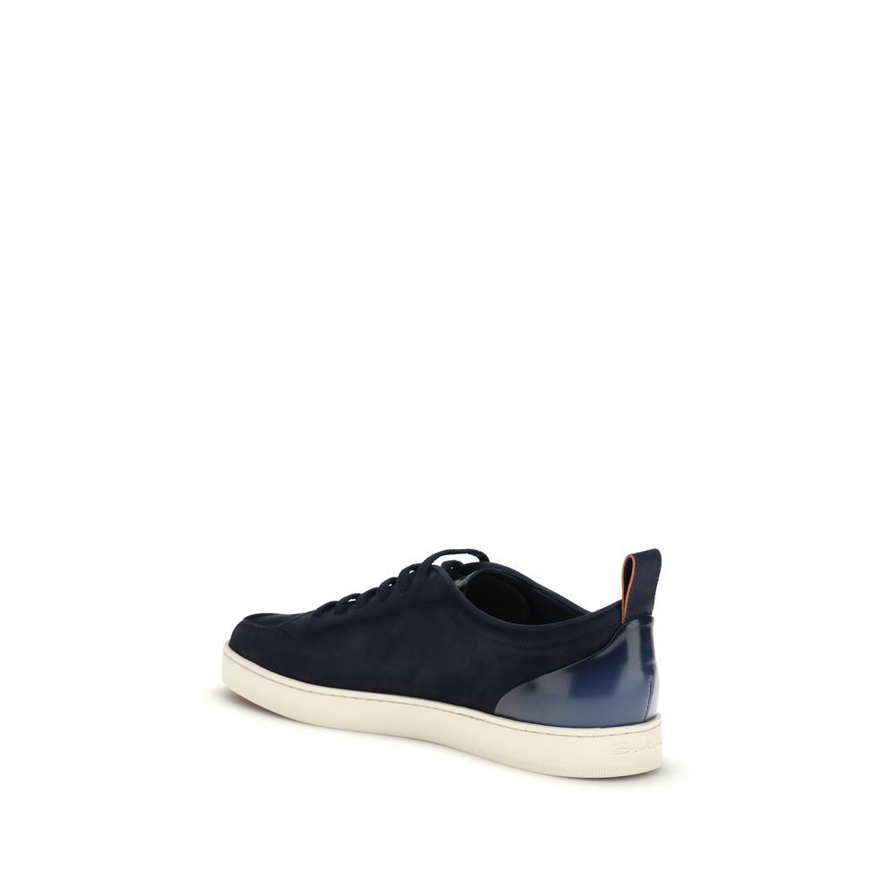 Blue Calf Leather Bos Taurus Low Top Sneakers - ventzia