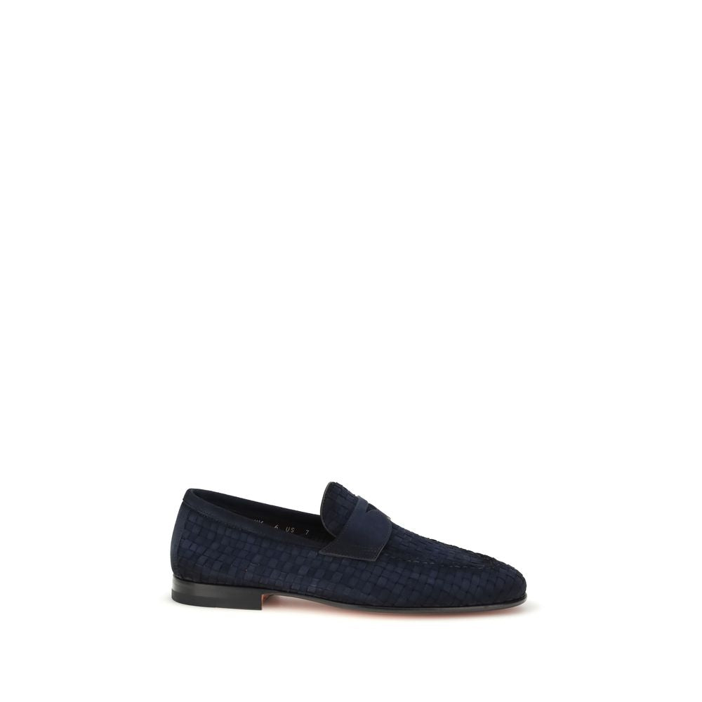 Blue Calf Leather Bos Taurus Slip-On Loafers - ventzia