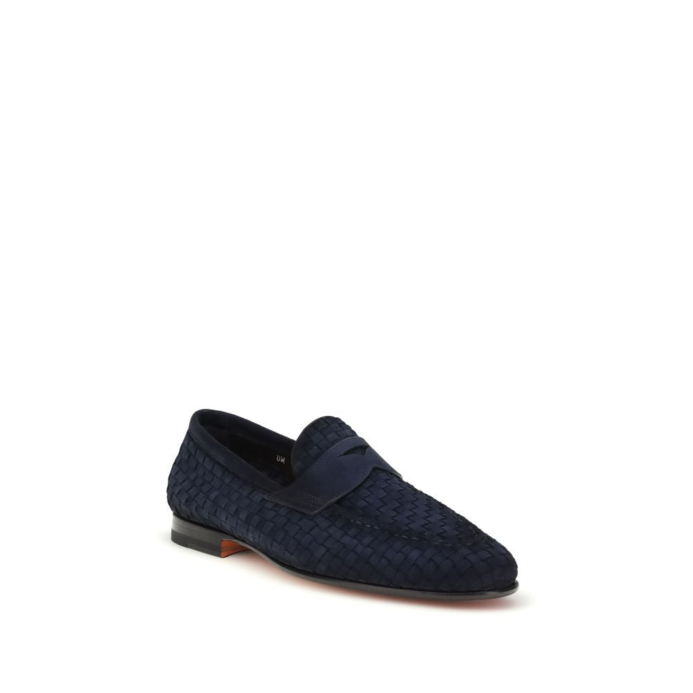 Blue Calf Leather Bos Taurus Slip-On Loafers - ventzia