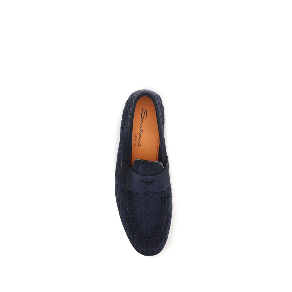 Blue Calf Leather Bos Taurus Slip-On Loafers - ventzia