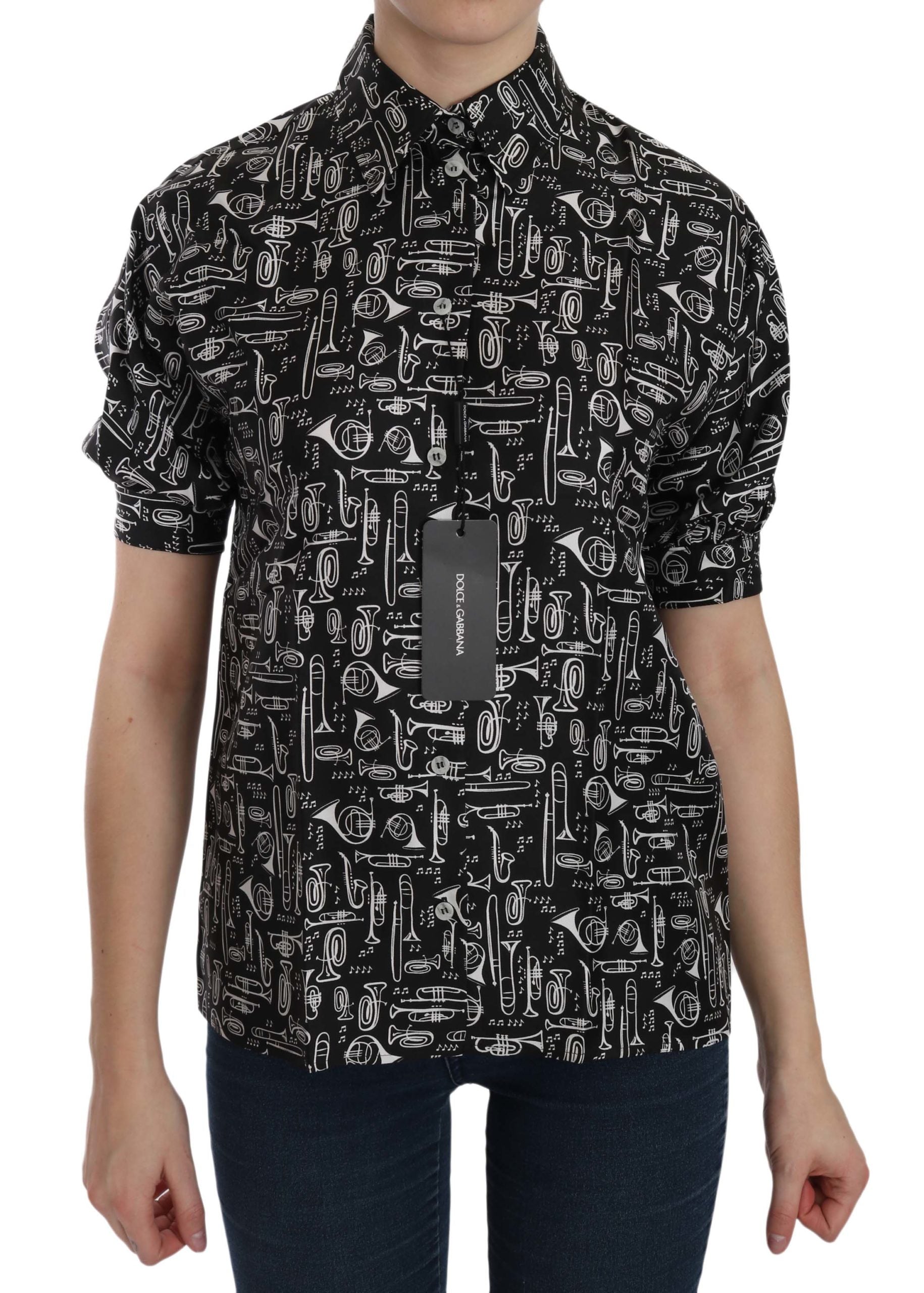 Elegant Musical Instrument Silk Top - ventzia
