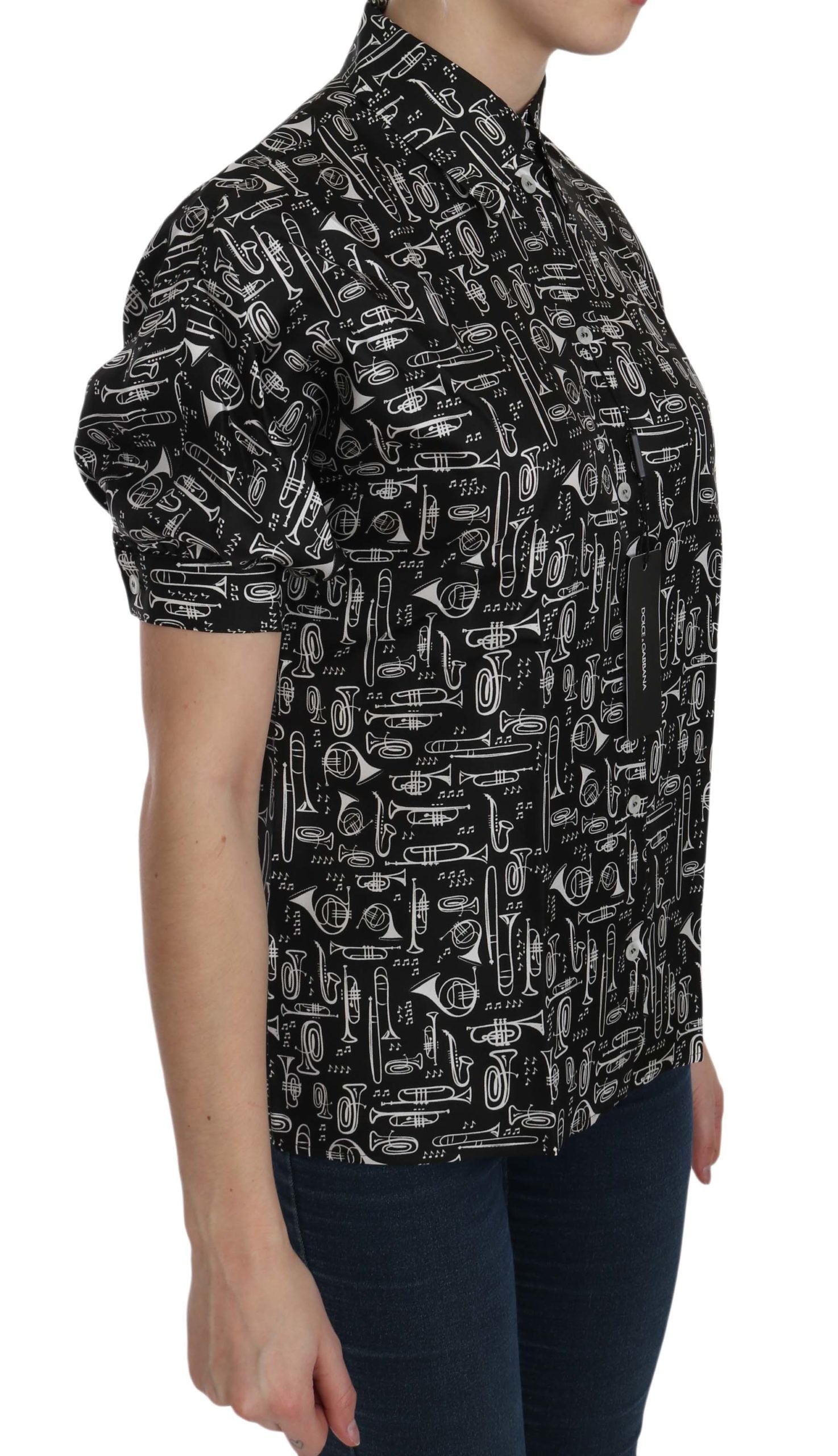 Elegant Musical Instrument Silk Top - ventzia