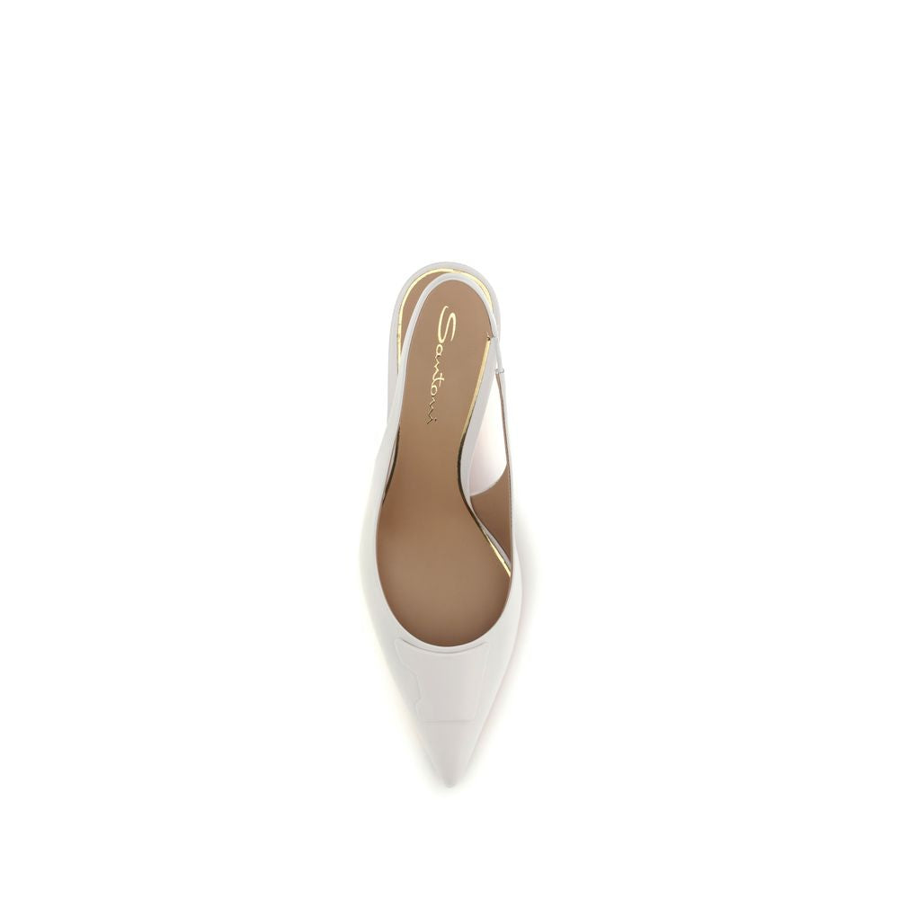 White Calf Leather Bos Taurus Mid Heel Pumps - ventzia