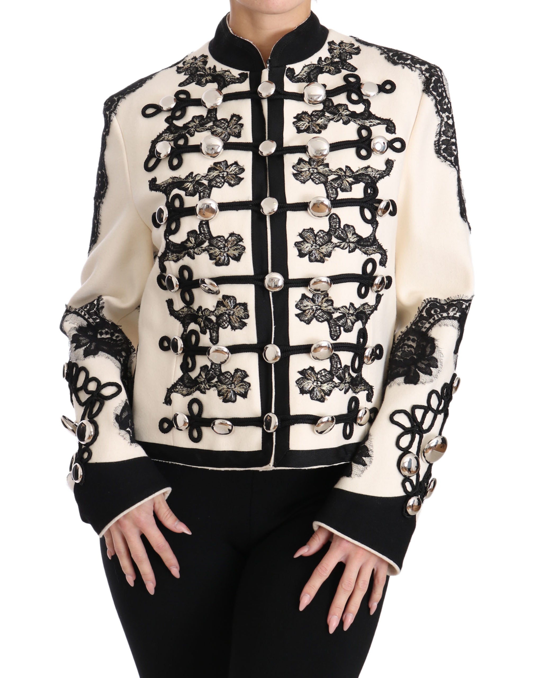 Elegant Off-White Baroque Jacket - ventzia