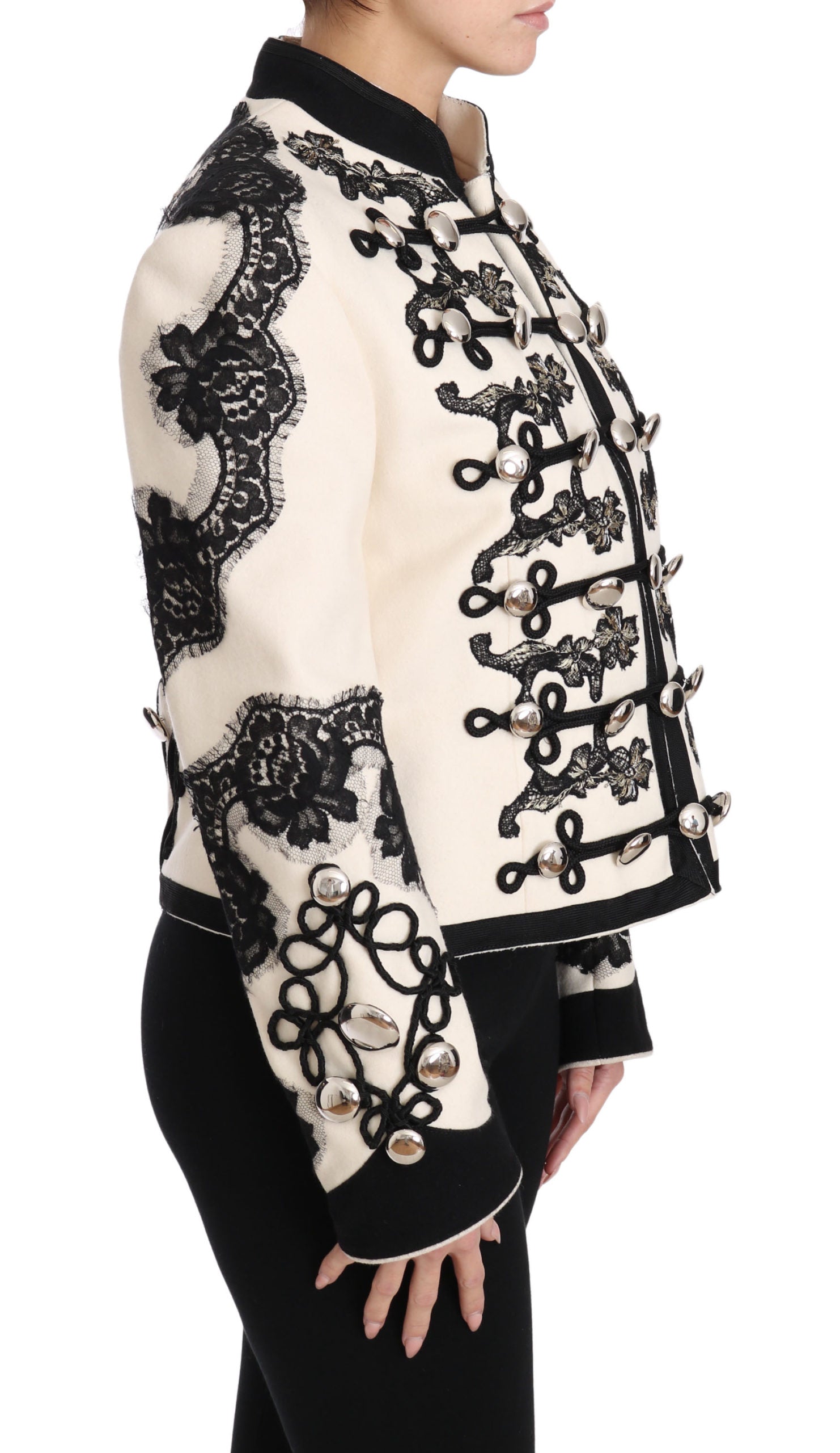 Elegant Off-White Baroque Jacket - ventzia