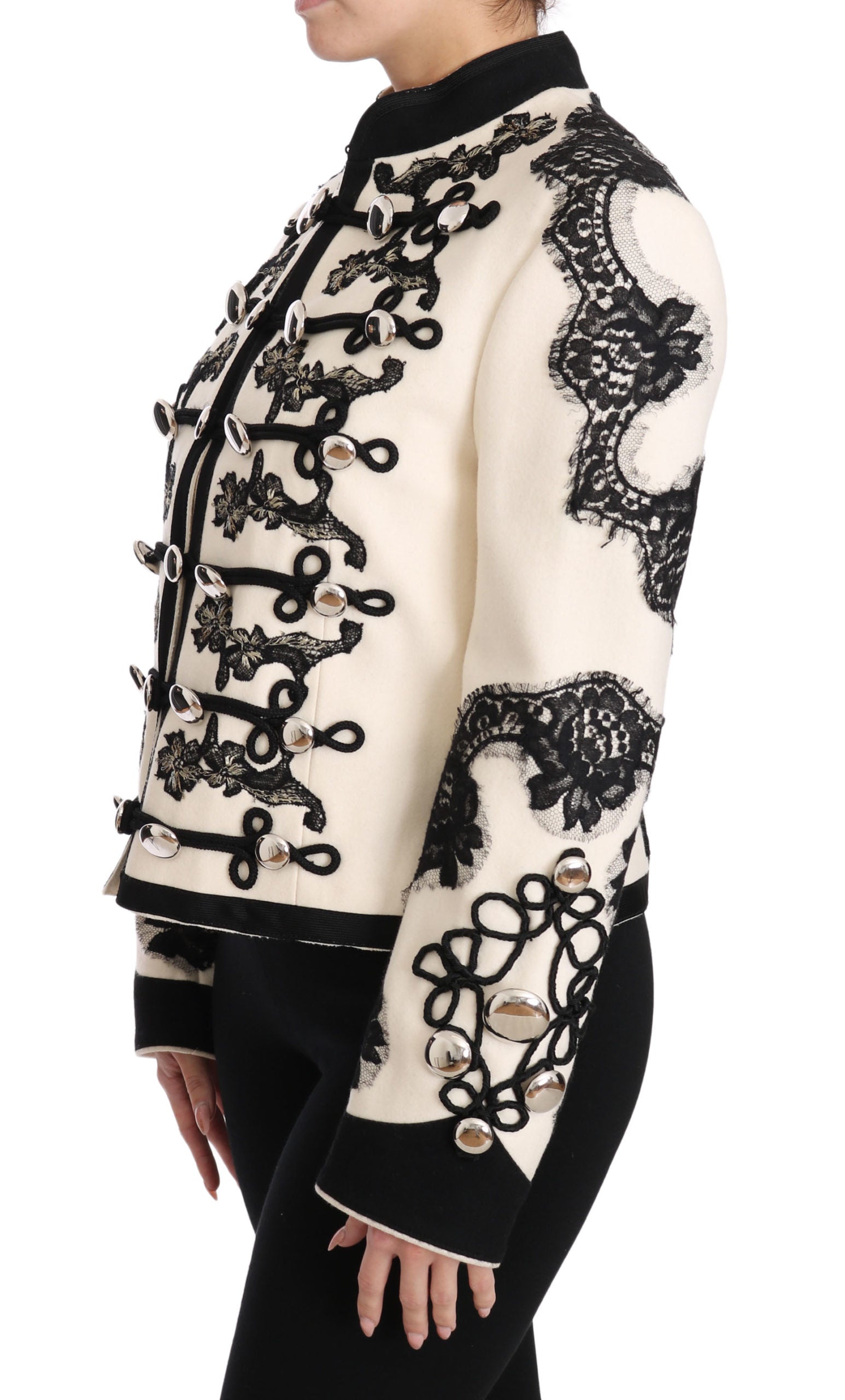 Elegant Off-White Baroque Jacket - ventzia