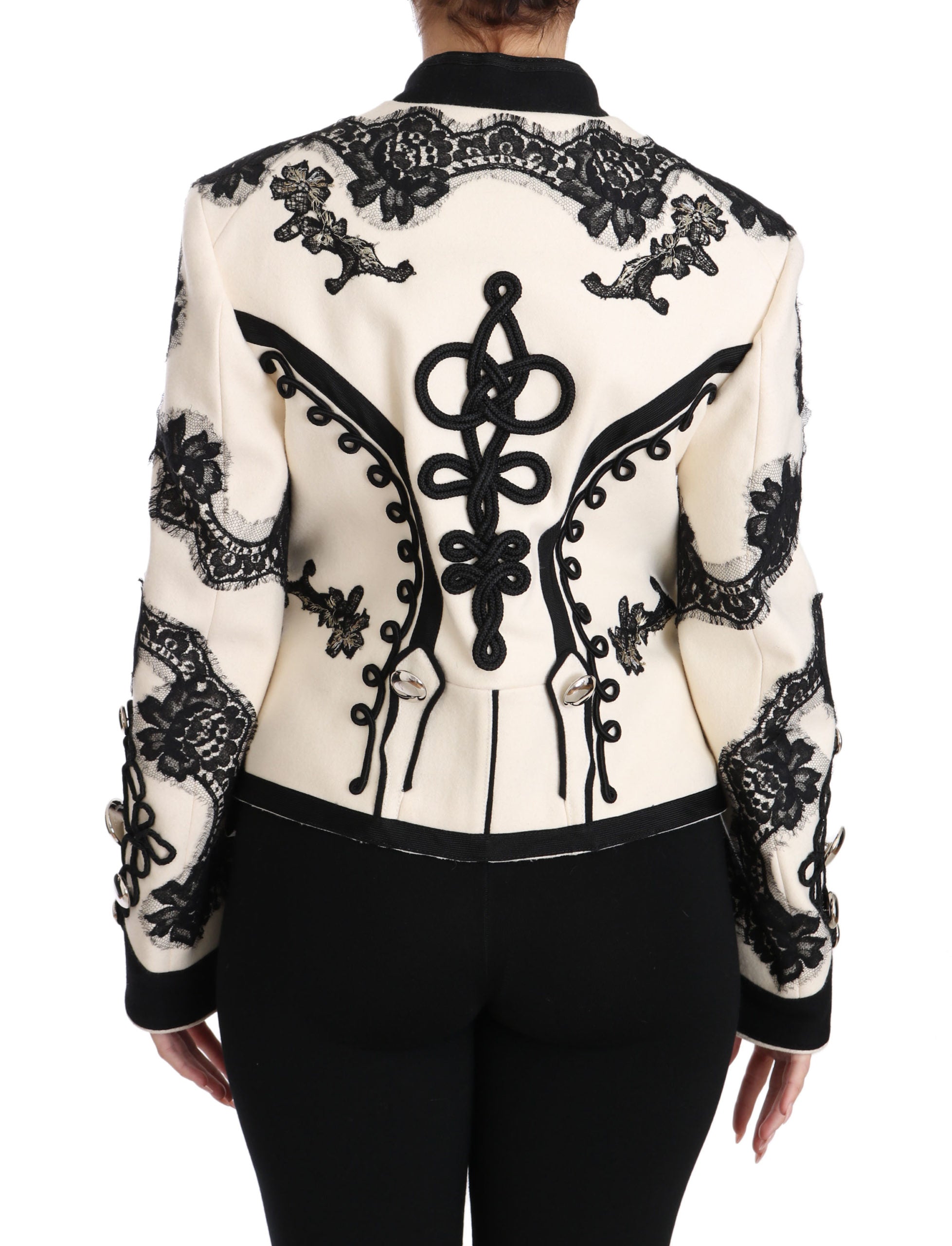 Elegant Off-White Baroque Jacket - ventzia
