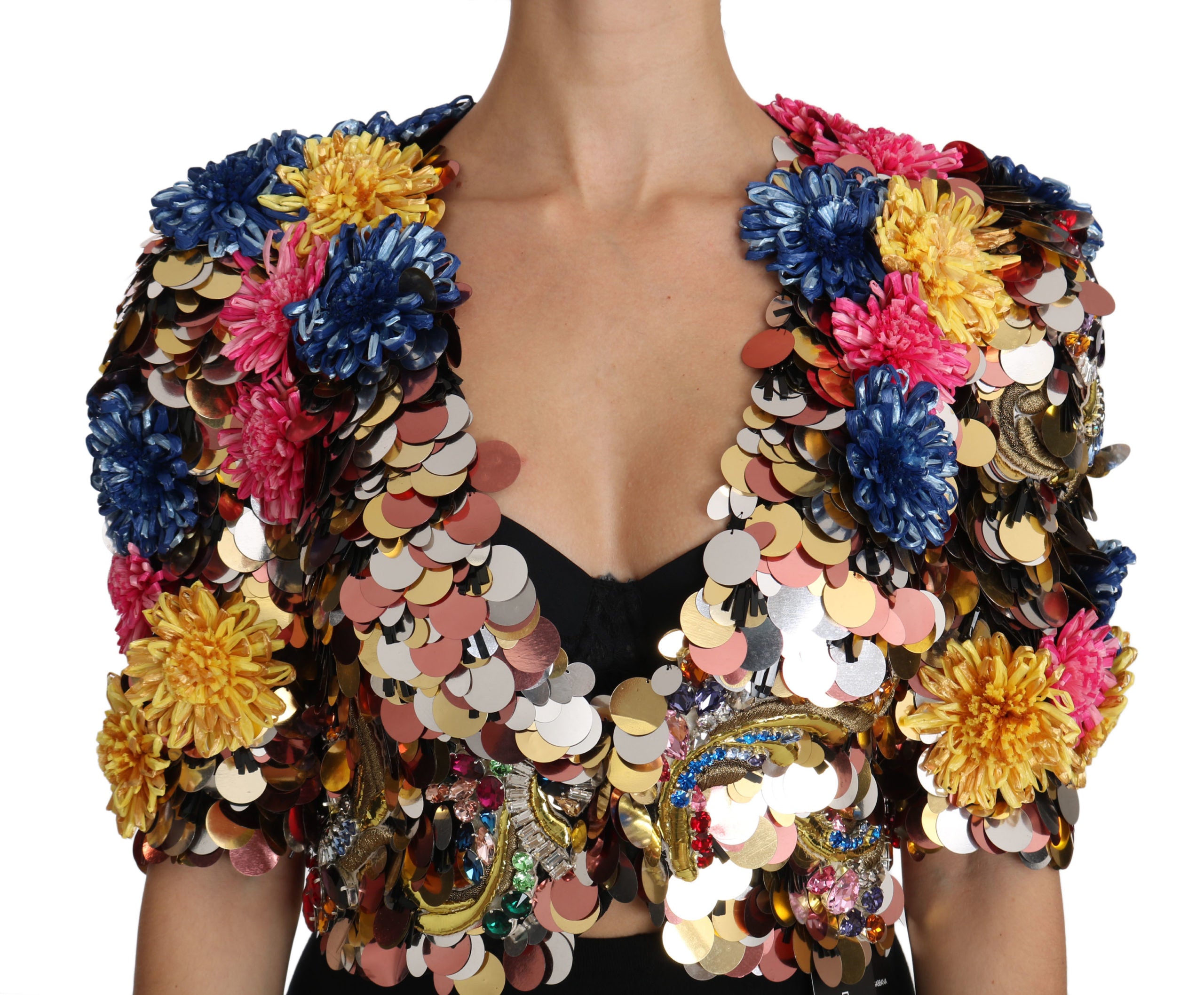 Enchanted Sicily Crystal-Embellished Short Jacket - ventzia