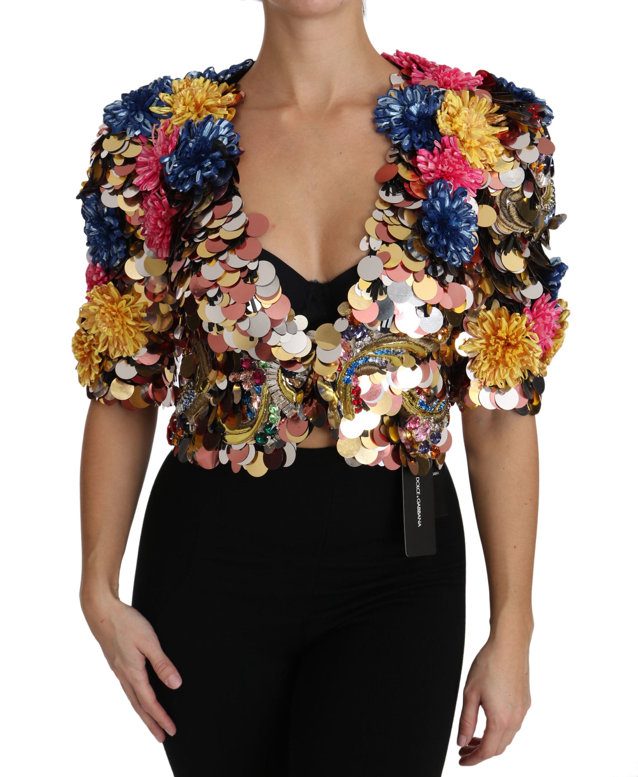 Enchanted Sicily Crystal-Embellished Short Jacket - ventzia