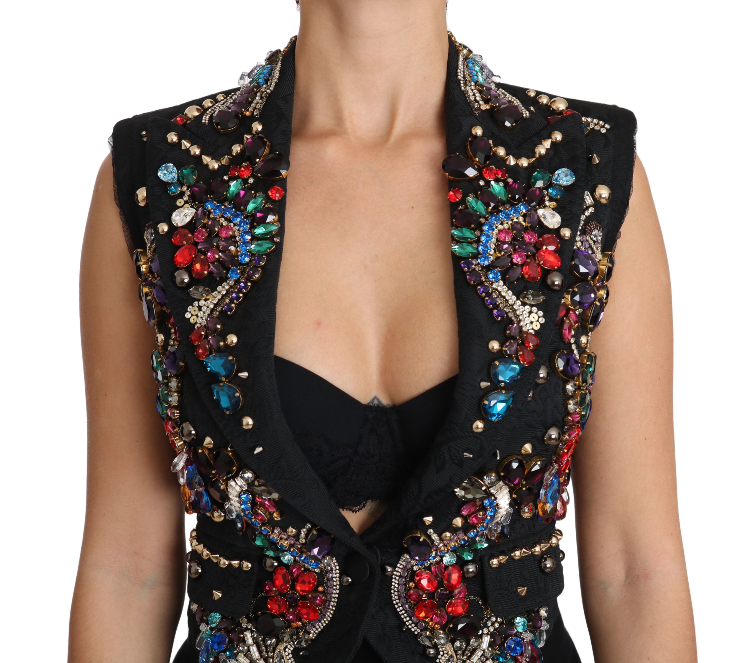 Enchanted Sicily Crystal-Embellished Vest - ventzia