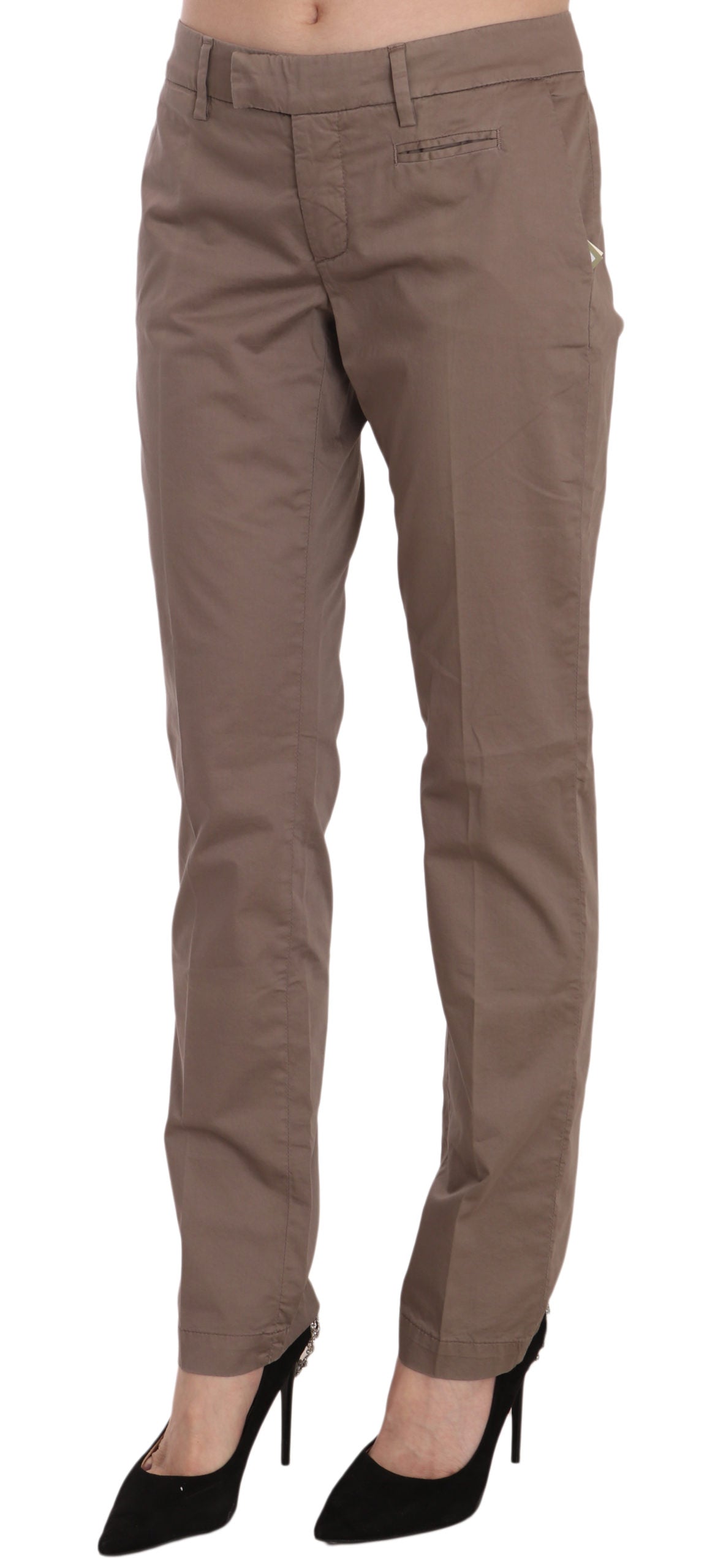 Chic Brown Straight Cut Trousers - ventzia