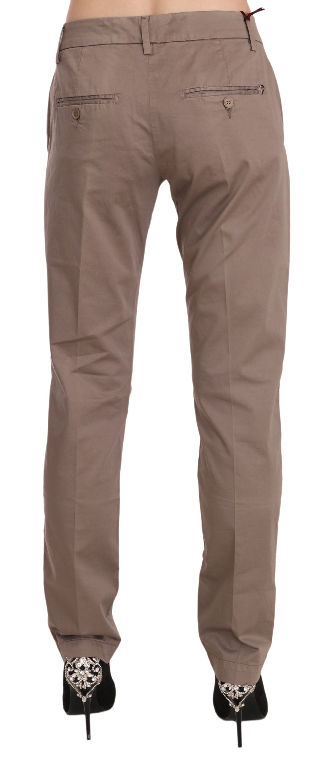 Chic Brown Straight Cut Trousers - ventzia