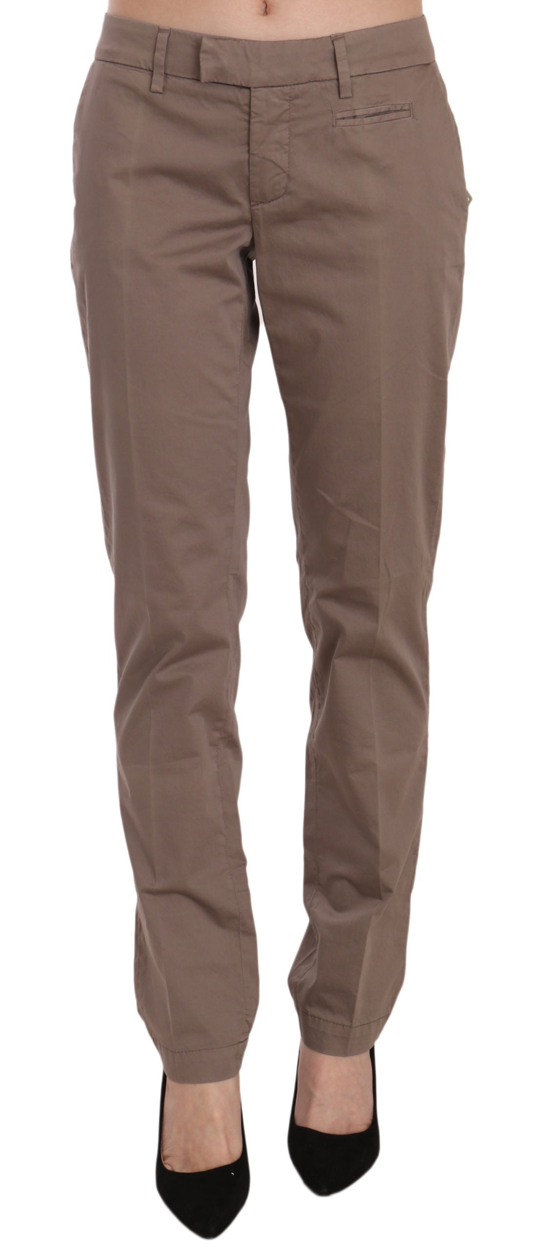 Chic Brown Straight Cut Trousers - ventzia